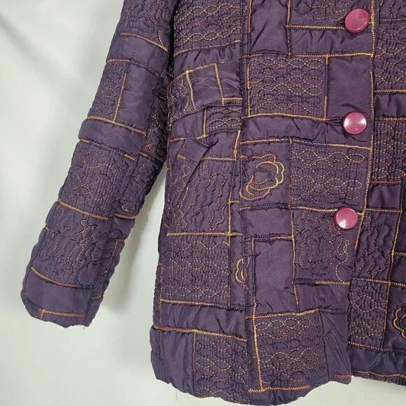 Sun Light Made in Italy Women's Quilted Gold/Purple Jacket Size Medium - Picture 4 of 10